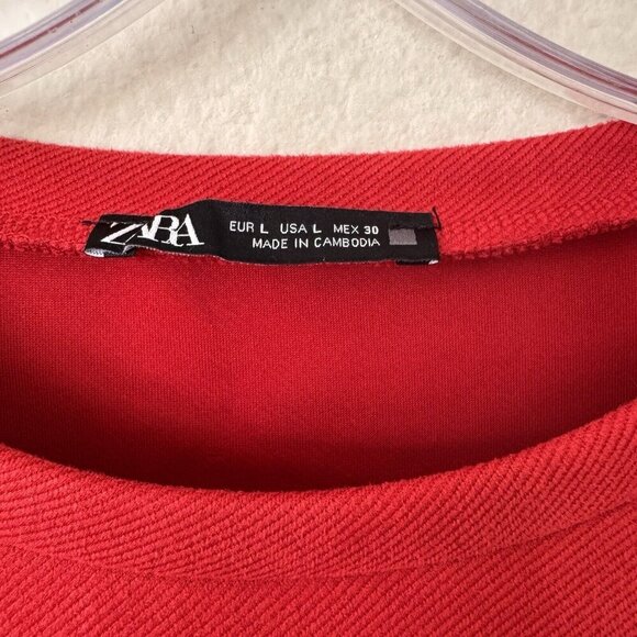 Zara faux suede dress 5070 152 Size Large Red Gold Buttons Shift - Picture 4 of 6